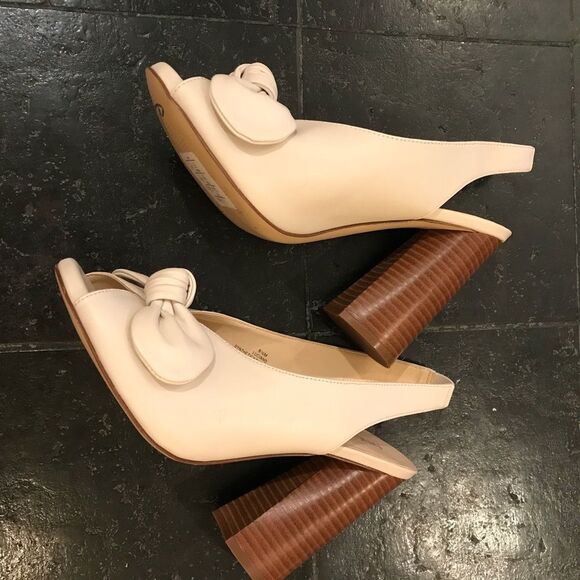 Nine West Cream Slingback Peep Toe Heels 9.5M - Picture 4 of 9